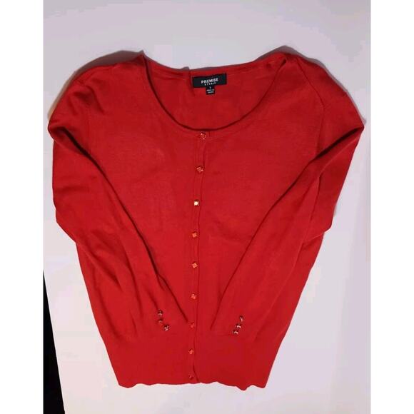 Premise Studio Cardigan Small Long Sleeve Sweater w/ Fancy Buttons Burnt Orange - Picture 5 of 9